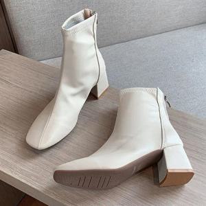 3컬러 앵클부츠 뒷지퍼 삭스부츠 슬림 앵클힐