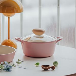 네오플램 레트로 베이비핑크 IH 냄비 양수 18cm (인덕션겸용)