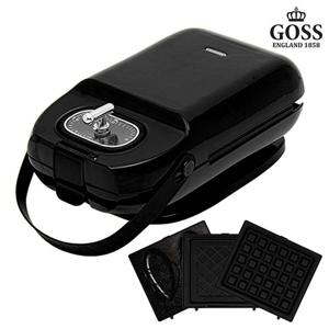 고스 3in1 와플메이커 GSW-SM307BK 블랙 와플 메이커 와플팬 와플기 플레이트 간식제조기 홈베이킹
