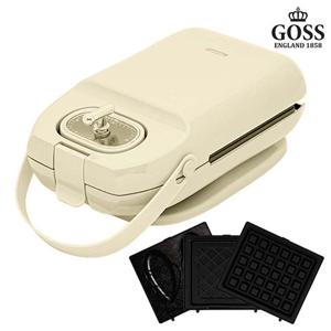 고스 3in1 와플메이커 GSW-SM308CK 크림모카 와플 메이커 와플팬 홈베이킹 간식제조기
