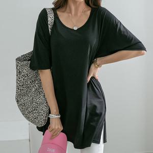 [나크21] (55~120) 실켓 라운드넥 트임 롱티 KOA-T-22 /빅사이즈