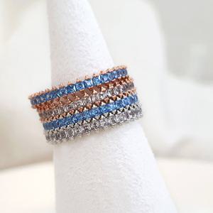 CR1244 여리한 아쿠아 큐빅링 패션반지 / 4컬러