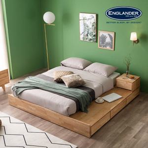잉글랜더 클림트 무헤드 원목 수납 침대 LK(매트제외)+협탁