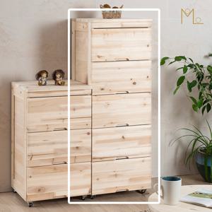 [모로] 미르 삼나무 원목 400 5단 서랍장 이동식 소형 1인 원룸