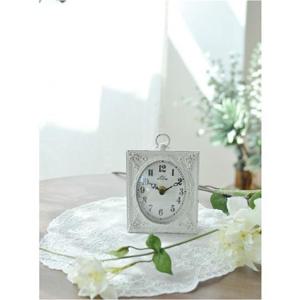 [꼬떼따블] 스퀘어 엔틱 화이트 탁상시계(1914191)