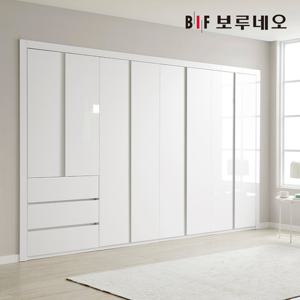 보루네오 샤인3단서랍 여닫이 붙박이장 240cm 8자