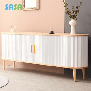 사사가구 클라라 1800 슬라이딩 원목 거실장 (직선다리)