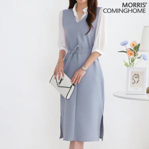 [한정/특가][모리스커밍홈]브이넥 민소매 레이어드 끈 원피스_[M2104OP901B]