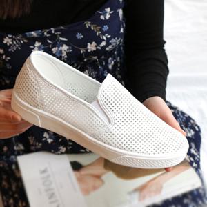 [더힐슈즈] 펀칭 여성 운동화 스니커즈 슬립온 3cm/2color