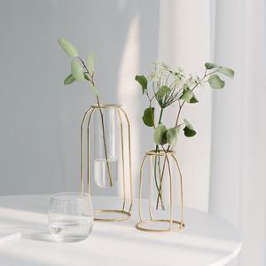 골드 와이어 유리 화병 소형 [미니 꽃병 철제 프레임 인테리어]