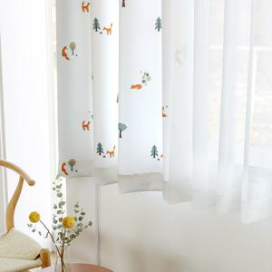 까르데코 드리밍 폭스 화이트암막+무지속지 창문커튼 4장