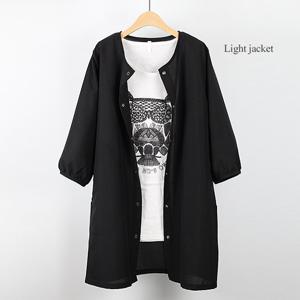 [해피통통] 빅사이즈 7부소매 롱자켓 루즈핏 여성 라운드넥 자켓 여름 간절기 오피스 미시 아우터 여성의류