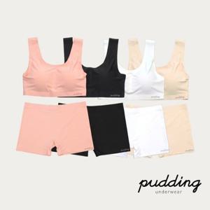 [푸딩언더웨어]주니어 뉴 푸딩브라 + 사각팬티 세트