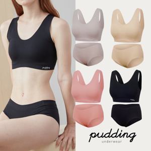 [푸딩언더웨어]일체형 푸딩브라+삼각팬티 세트