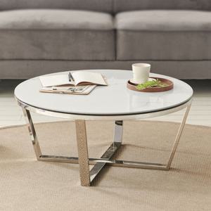 파로마 솔트 원형 세라믹 실버 거실 소파테이블 mwg011