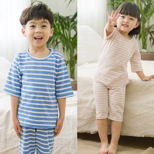 꾸미 슬라브 스트라이프 7부 SET/아동실내복