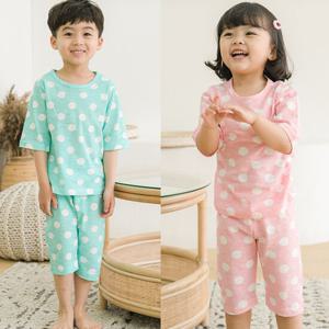 꾸미 슬라브 도트 7부 SET/아동실내복/어린이상하복