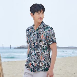 [지센] 남성 트로피컬 체크 반팔 셔츠 MCWSL524_GE