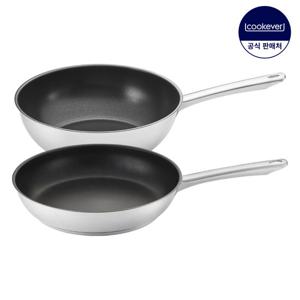 쿡에버 프라임 인덕션 코팅 프라이팬 2종 세트 (팬28+웍28)