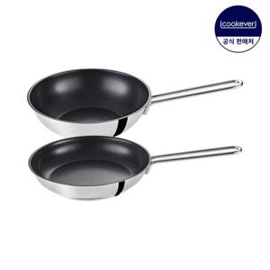 쿡에버 SS이코노미 인덕션 코팅 프라이팬 2종 세트 (팬24+웍24)