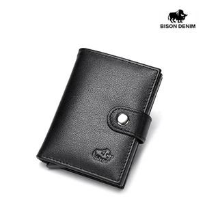 바이슨데님 남자 수제 가죽 슬림 카드지갑 홀더 W9672-2B