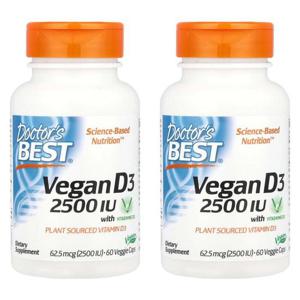 해외배송 Doctors Best 닥터스베스트 비건 비타민D3 비타샤인 2500IU 60정 2개 Vitamin D3