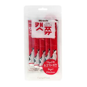미라클 고양이간식 캣쮸 파우치 65g - 소고기치킨