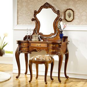 젠틱가구 티슬라 엔틱 원목 콘솔 서랍장 수납 화장대 세트