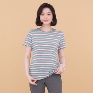 애비뉴투지 엄마옷 이지케어 반팔 잔 스트라이프 티셔츠 A04148