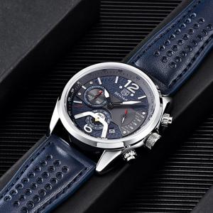 백스테이 Only B.S 고급 소가죽 크로노그래프 손목시계 B112WC