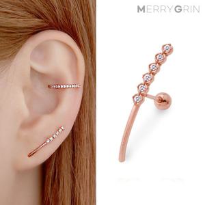 [메리그린] 14K 심플큐빅 피어싱 한쪽판매 Gold pin