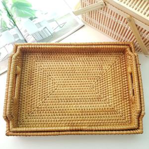 까유니아 라탄 트레이 사각손잡이 - 중 라탄수납함 정리함 라탄