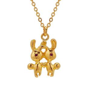 [한국금다이아몬드] 여자 순금 목걸이 체인 트윈 토끼 24K 7.5g 18K장식