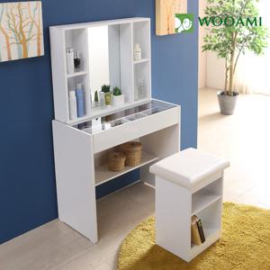 우아미가구 루앙800 거울수납장 화장대세트(의자포함)