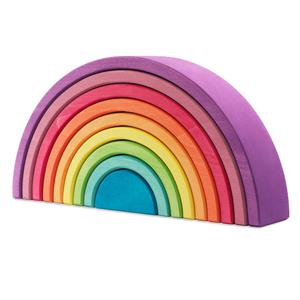 오카모라 레인보우 9피스 스태커 원목 블럭 발도르프 교구 퍼플