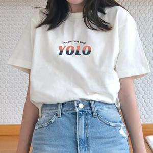 [험블][험블] 감성 레터링 욜로 라운드 여자 반팔티 4color (535