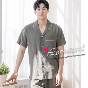 [러브어필]고급 도비면 반팔 남자 상하잠옷(M9500)여름용