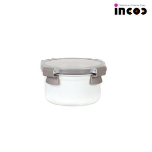 인콕 컬러 스텐반찬통 스텐콕 크림 원형 2호 440ml
