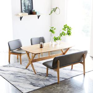 베스트리빙 릴렉스 1600 원목 4인용 낮은 식탁세트/의자 2개+벤치 1개