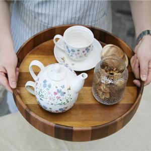 VNB 아카시아 원목 쟁반 라운드 트레이