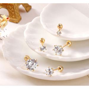 골드팡 14k 더블엑셀런트 큐빅 피어싱 2mm