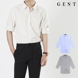 [겐트옴므]남성용 루즈핏 스트라이프 7부 셔츠_GS9204C