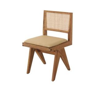 E447 아카시아원목 PU 인조라탄 의자