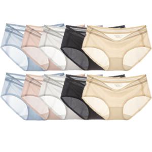 여성용 투명 무봉제 팬티 10개 이중 메쉬 레이스 밴드 심리스