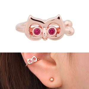 [미니아트] 14kgp 부엉이 이어커프 귀찌 로즈골드 큐빅 귀걸이