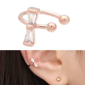 [미니아트] 14kgp 시엘로 이어커프 귀찌 로즈골드 큐빅 귀걸이
