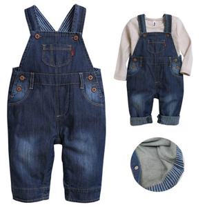 [리틀맘]유아동 안감데님 멜빵바지