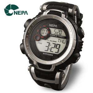 [네파] NEPA  월드타임 방수 전자 남성 군인시계 N354-BLACK