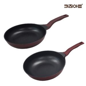 키친아트 금상첨화 티타늄코팅 인덕션 후라이팬세트 2종C 후30+웍30