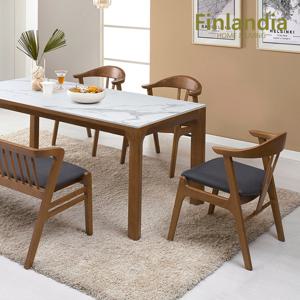 핀란디아 카라벨 원목통세라믹 6인 식탁세트(의자3+벤치1)